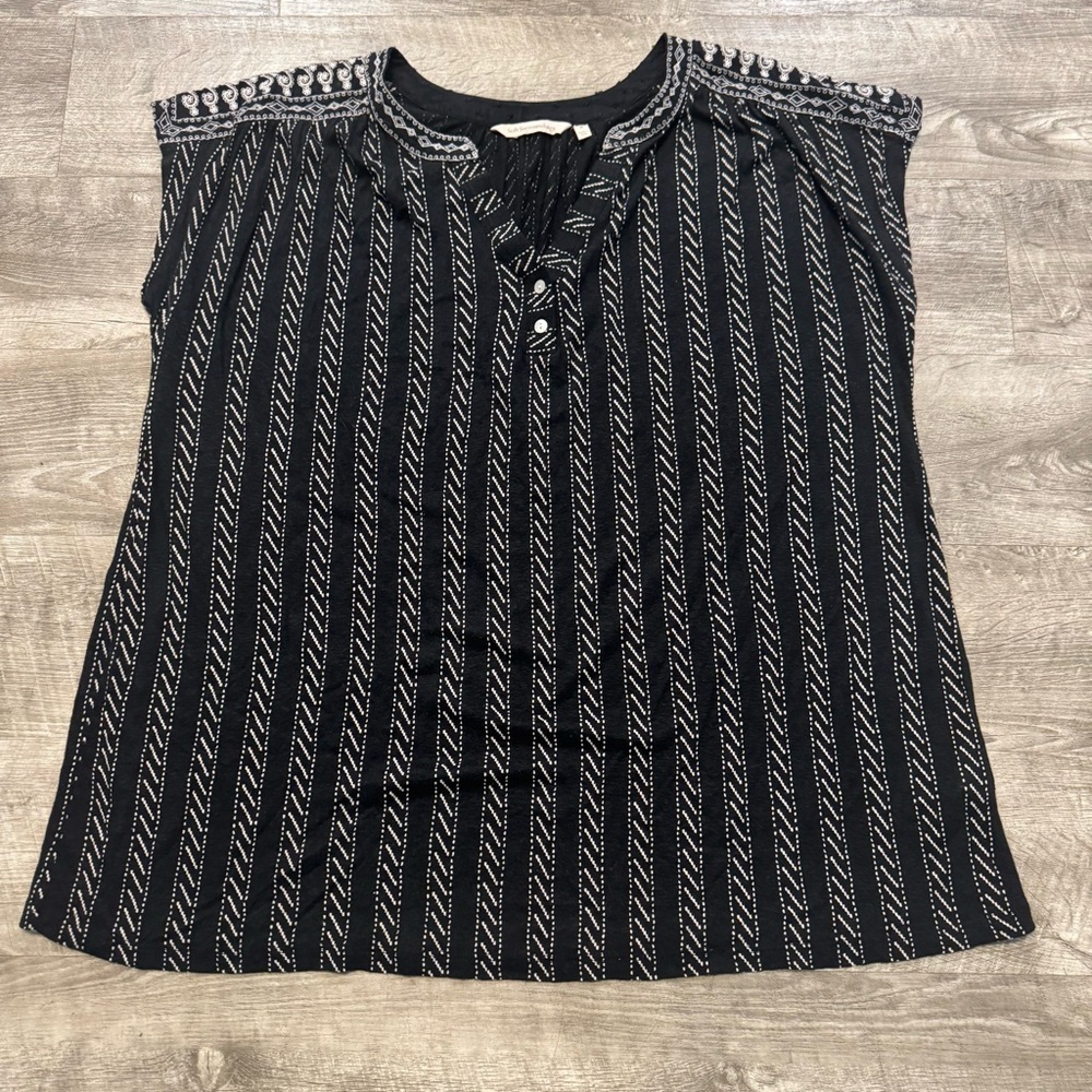 Soft Surroundings Makassar Shirt Top Womens Sz. M Cap Sleeve Oversized